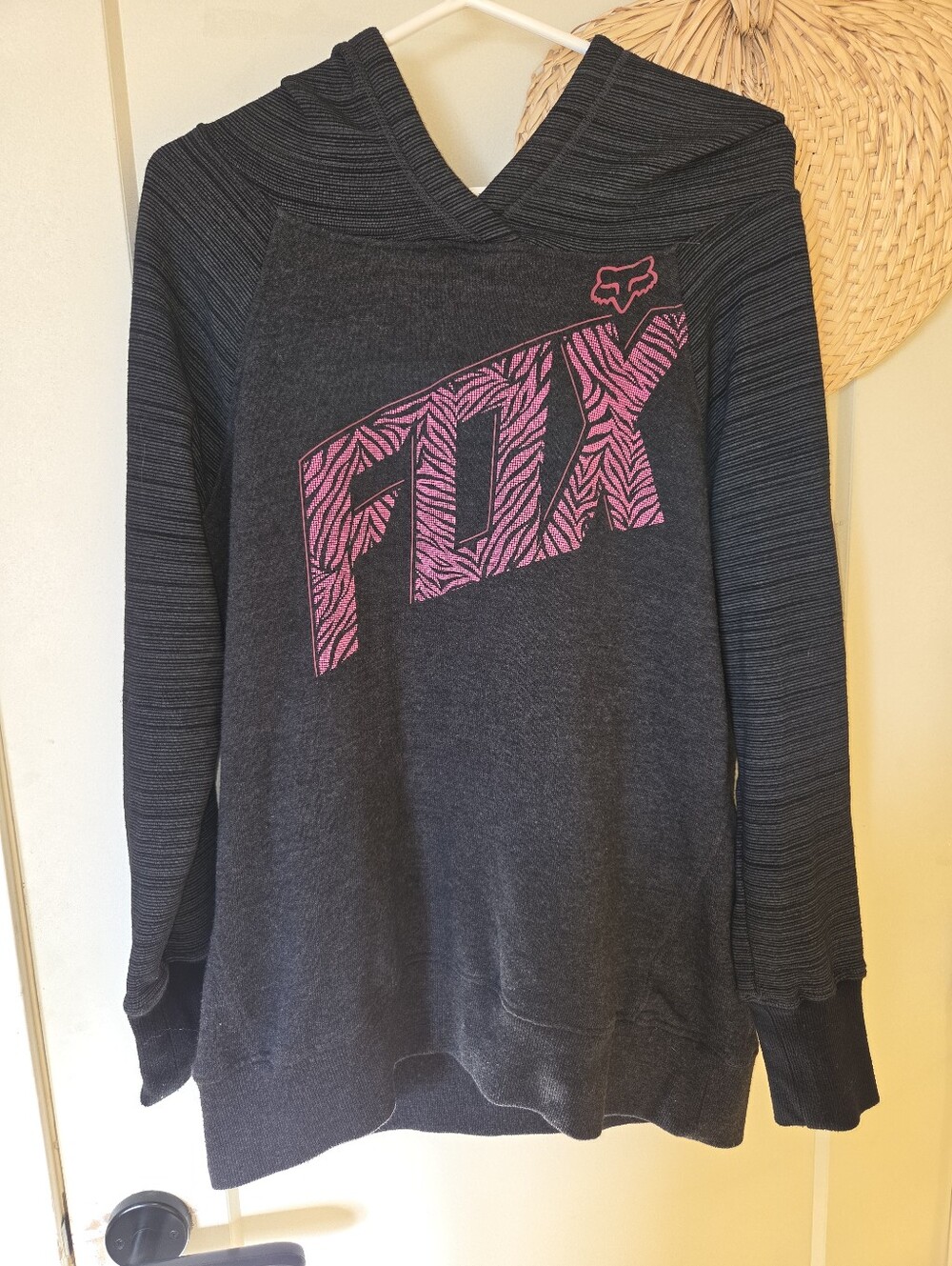 Fox Women’s Dark Gray Hoodie with Pink Zebra Logo